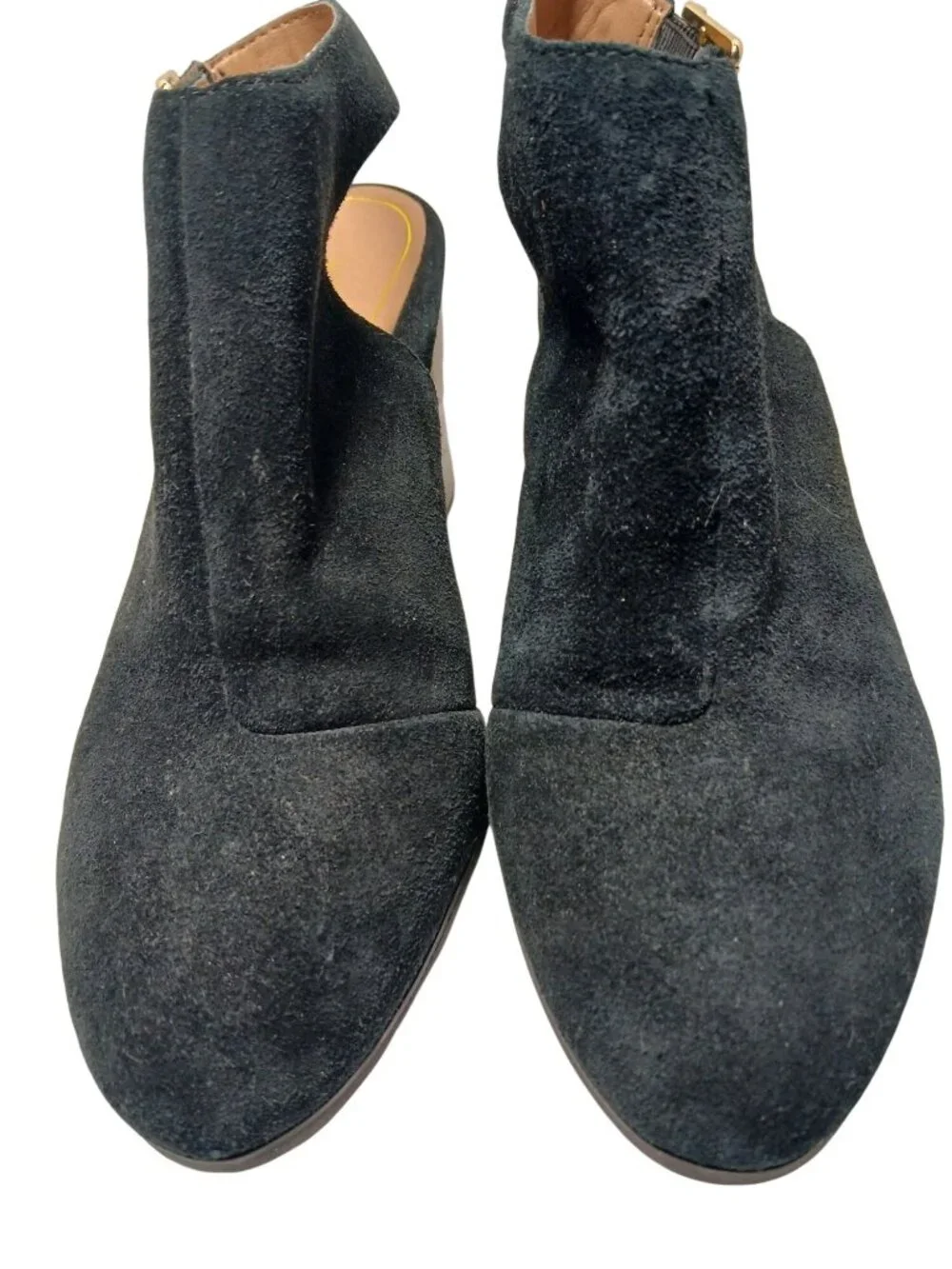 Vionic Lacey Black Suede Heels Shoes Size 7.5 Tortoise Block Heel Shooties Comfy